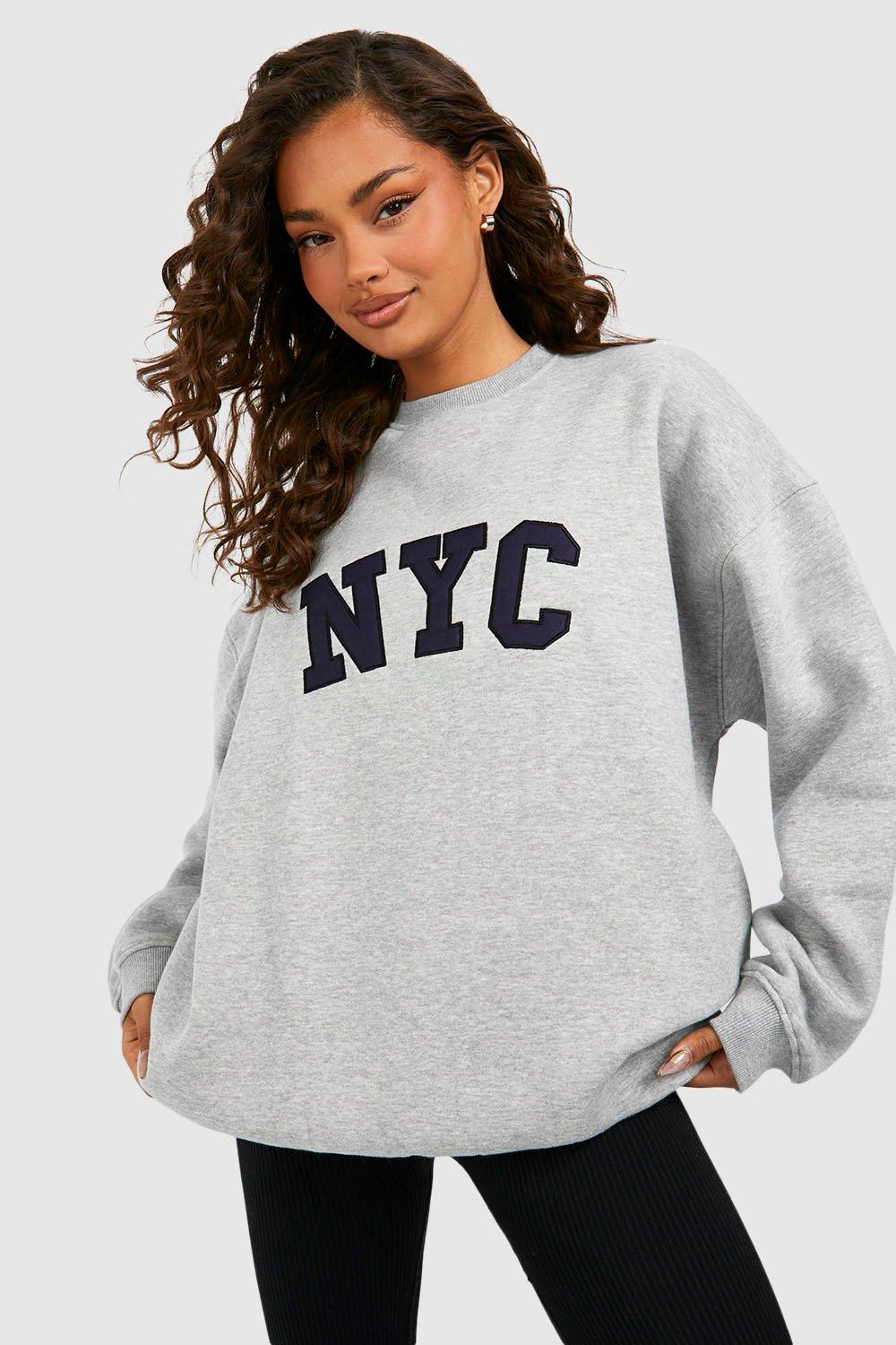 Women's Nyc Applique Oversized Sweatshirt | Boohoo UK